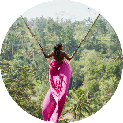 Woman on a jungle swing in Bali