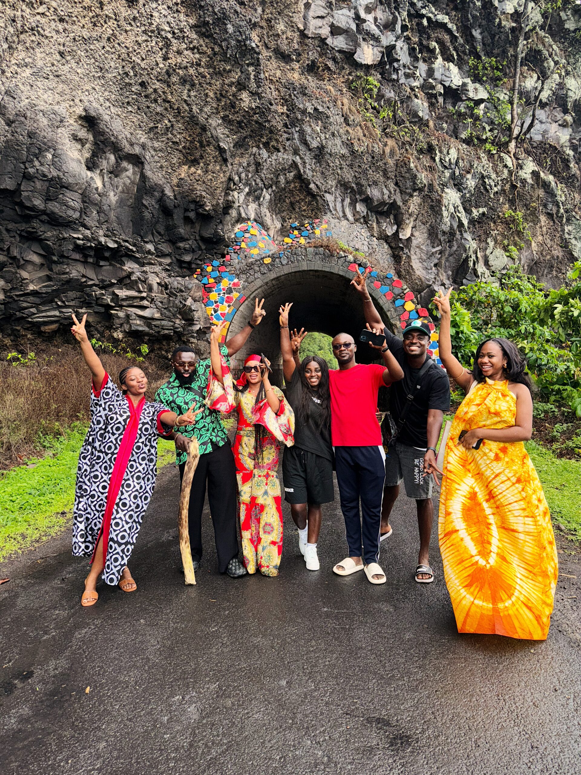 Travelhopp group celebrating at the Nyamata tunnel, Rwanda 2024